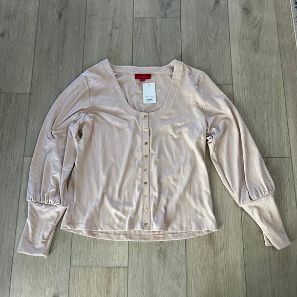 Jennifer Lopez Women's Blush Pink Snap Front Balloon sleeve Top Size XXL - Picture 1 of 6